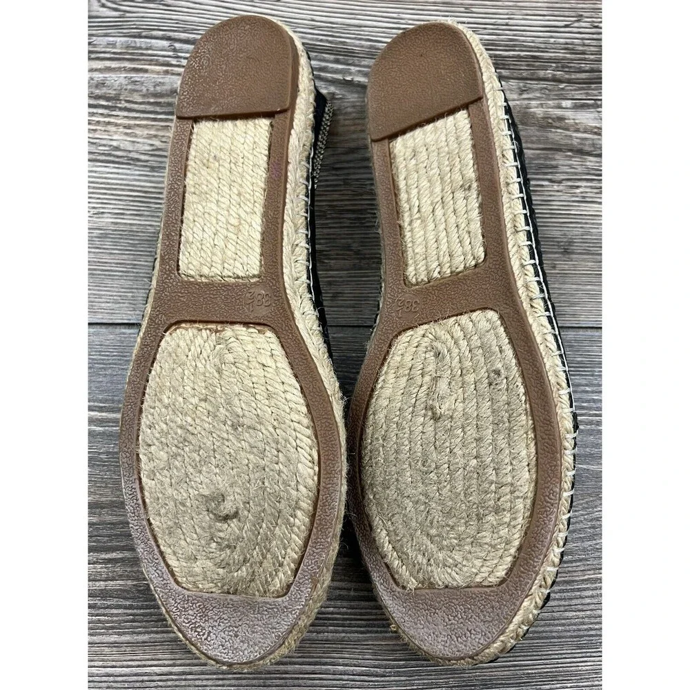 House of Harlow‎ 1960 Shoes Leather Embroidered Espadrille Black Floral US 7.5